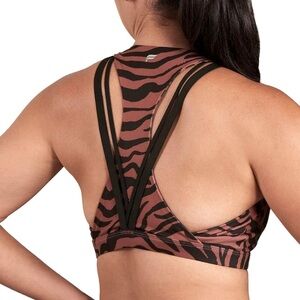 Fabletics Boost Medium Impact Sports Bra in Mahogany Zebra Print Size XS/S